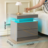 LED Bedside Table with 2 Drawers - Modern Nightstand for Bedroom