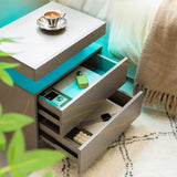 LED Bedside Table with 2 Drawers - Modern Nightstand for Bedroom
