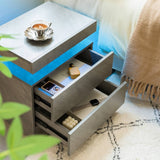 LED Bedside Table with 2 Drawers - Nightstand Cabinet, Grey