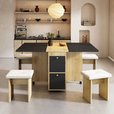 Dining Table Set with 4 Chairs – Extendable & Folding, Multifunctional Dining Table, 120 × 80 × 75 cm