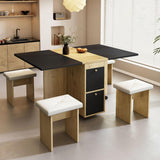 Dining Table Set with 4 Chairs – Extendable & Folding, Multifunctional Dining Table, 120 × 80 × 75 cm