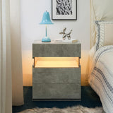 LED Bedside Table with 3 Drawers - Acrylic, Grey
