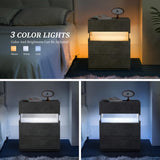 LED Bedside Table with 3 Drawers - Acrylic, Grey
