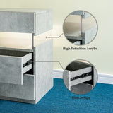 LED Bedside Table with 3 Drawers - Acrylic, Grey