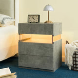 LED Bedside Table with 3 Drawers - Acrylic, Grey