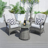 Round Grey Rattan Outdoor Coffee Table - Aluminium Frame Garden Patio Side Table