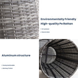 3-Piece Grey Rattan Bistro Set - Outdoor Garden Chairs with Round Coffee Table