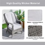 3-Piece Grey Rattan Bistro Set - Outdoor Garden Chairs with Round Coffee Table