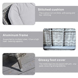 3-Piece Grey Rattan Bistro Set - Outdoor Garden Chairs with Round Coffee Table