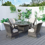 4-Seater Patio Dining Set with Round Table and Parma Chairs - PAD-1709-SET