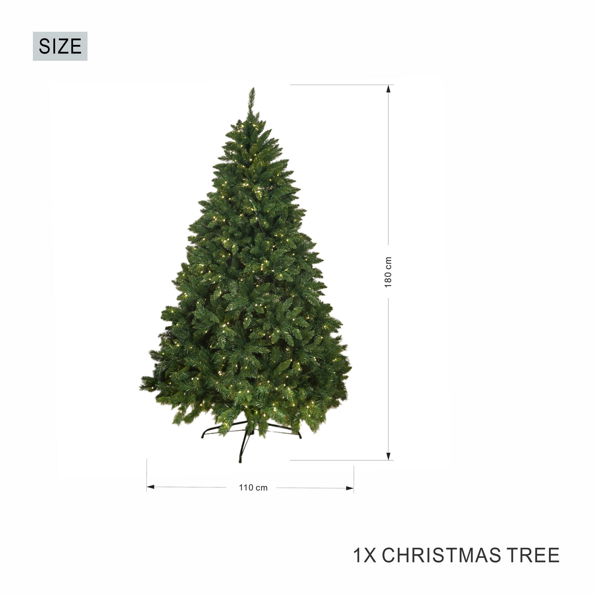 Realistic Full Green Artificial Christmas Tree - Lush PVC Xmas Tree with Pre-Lit Warm White LED Lights for Indoor Festive Decoration, 6ft/7ft