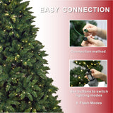 Realistic Full Green Artificial Christmas Tree - Lush PVC Xmas Tree with Pre-Lit Warm White LED Lights for Indoor Festive Decoration, 6ft/7ft