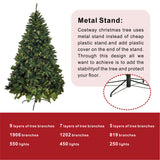 Realistic Full Green Artificial Christmas Tree - Lush PVC Xmas Tree with Pre-Lit Warm White LED Lights for Indoor Festive Decoration, 6ft/7ft