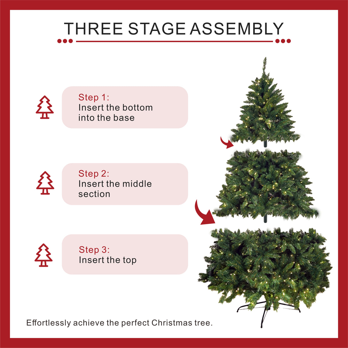 Realistic Full Green Artificial Christmas Tree - Lush PVC Xmas Tree with Pre-Lit Warm White LED Lights for Indoor Festive Decoration, 6ft/7ft