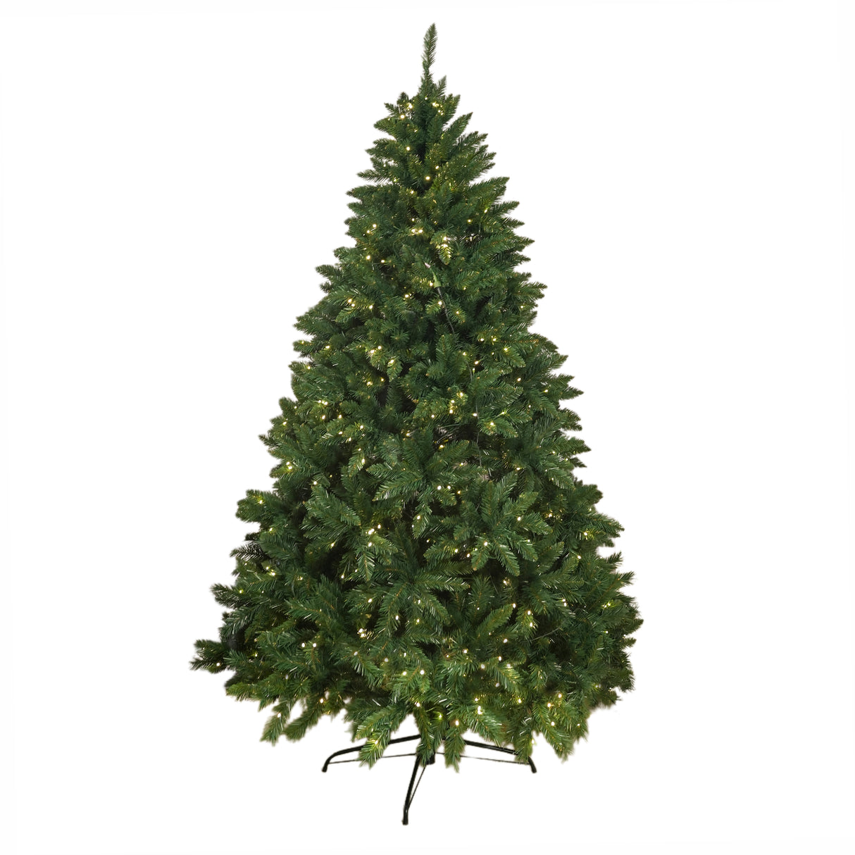 Realistic Full Green Artificial Christmas Tree - Lush PVC Xmas Tree with Pre-Lit Warm White LED Lights for Indoor Festive Decoration, 6ft/7ft