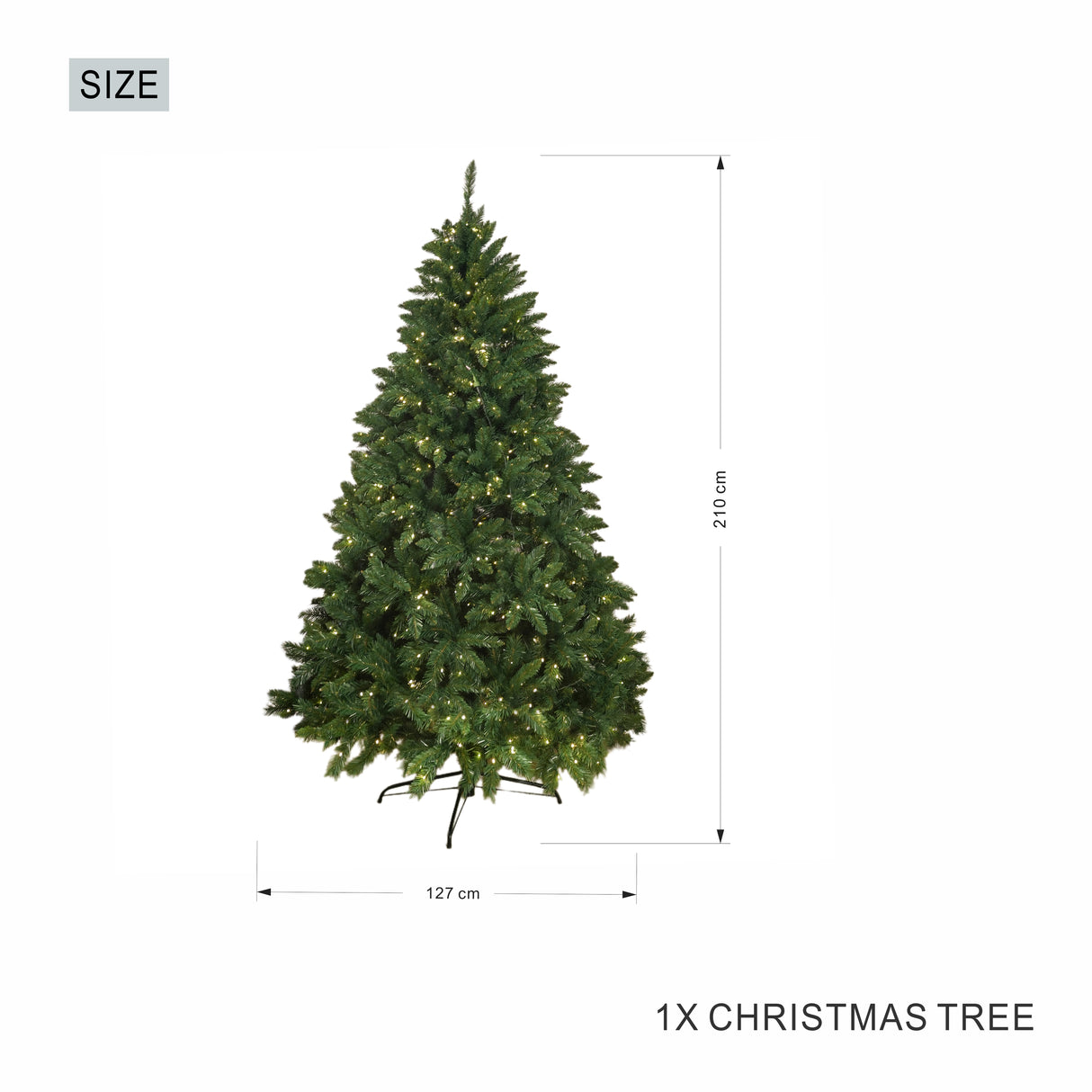 Realistic Full Green Artificial Christmas Tree - Lush PVC Xmas Tree with Pre-Lit Warm White LED Lights for Indoor Festive Decoration, 6ft/7ft