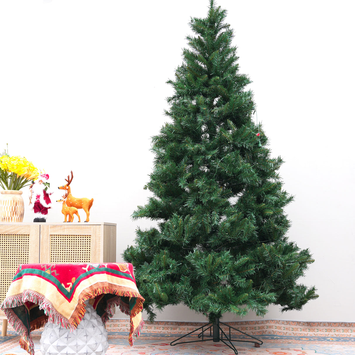 Realistic Full Green Artificial Christmas Tree - Premium PVC Xmas Tree for Indoor Home & Festive Decoration, 6ft/7ft