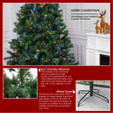 Realistic Full Green Artificial Christmas Tree - Premium PVC Xmas Tree with Pre-Lit 11-Mode Colour-Changing LED Lights, 6ft/7ft