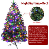 Realistic Full Green Artificial Christmas Tree - Premium PVC Xmas Tree with Pre-Lit 11-Mode Colour-Changing LED Lights, 6ft/7ft