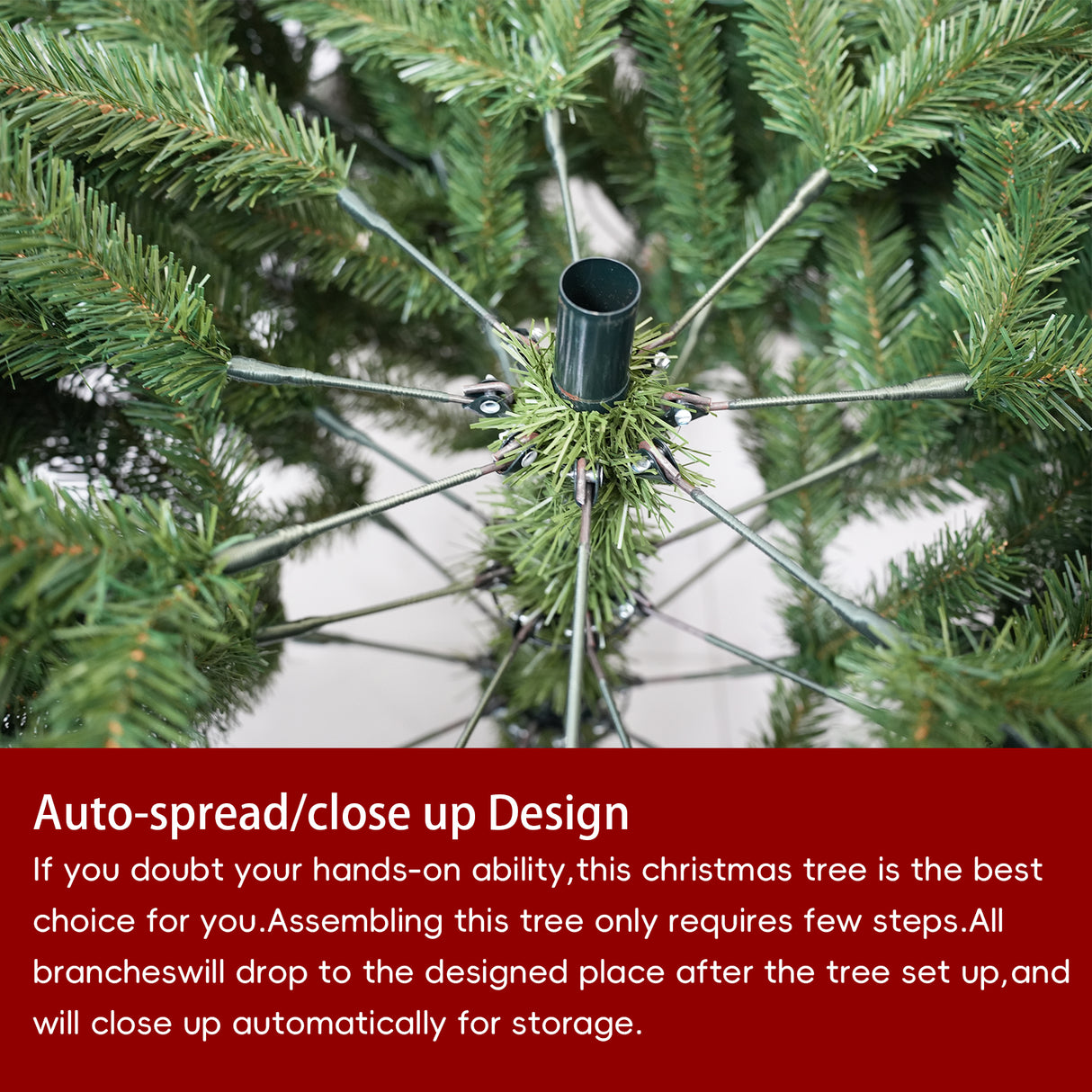 Realistic Full Green Artificial Christmas Tree - Premium PVC Xmas Tree with Pre-Lit 11-Mode Colour-Changing LED Lights, 6ft/7ft
