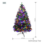 Realistic Full Green Artificial Christmas Tree - Premium PVC Xmas Tree with Pre-Lit 11-Mode Colour-Changing LED Lights, 6ft/7ft