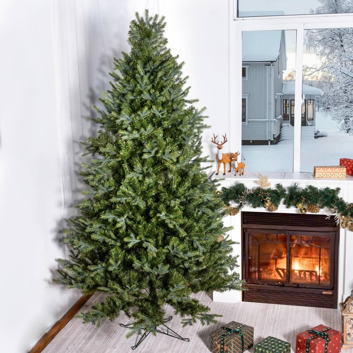 Realistic PE & PVC Artificial Christmas Tree - Full Mixed-Foliage Xmas Tree for a Lush Festive Look, 7ft/8ft/9ft