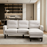L-Shaped Corner Sofa - 3 Seater Modular Sectional Sofa with Chaise, Side Storage Pockets, Beige