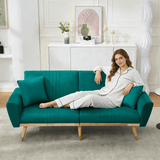 Convertible Futon Sofa Bed - Adjustable Backrest, Fleece Fabric, 2 Seater, Green