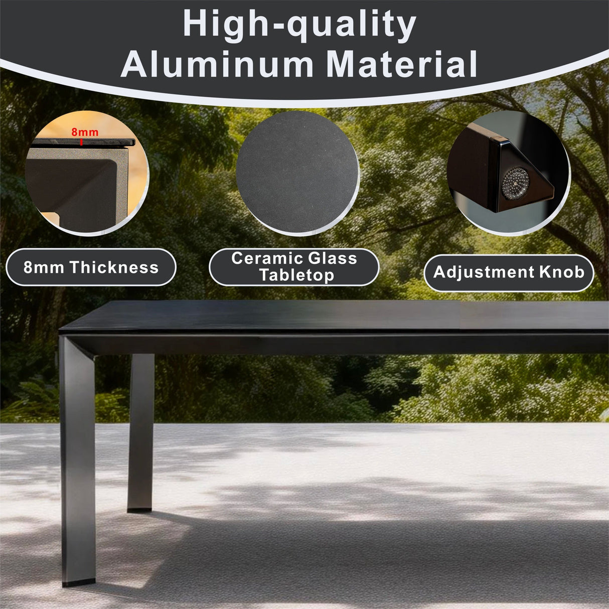 ARVE 200cm Aluminum Dining Table