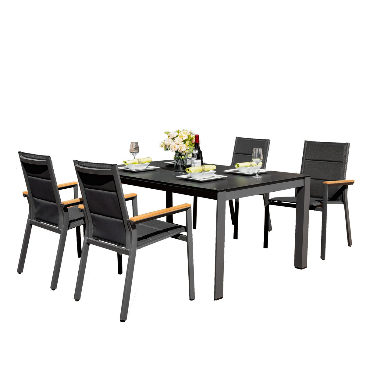 ARVE 4-Seater Aluminum Dining Set (Ceramic Glass Table)