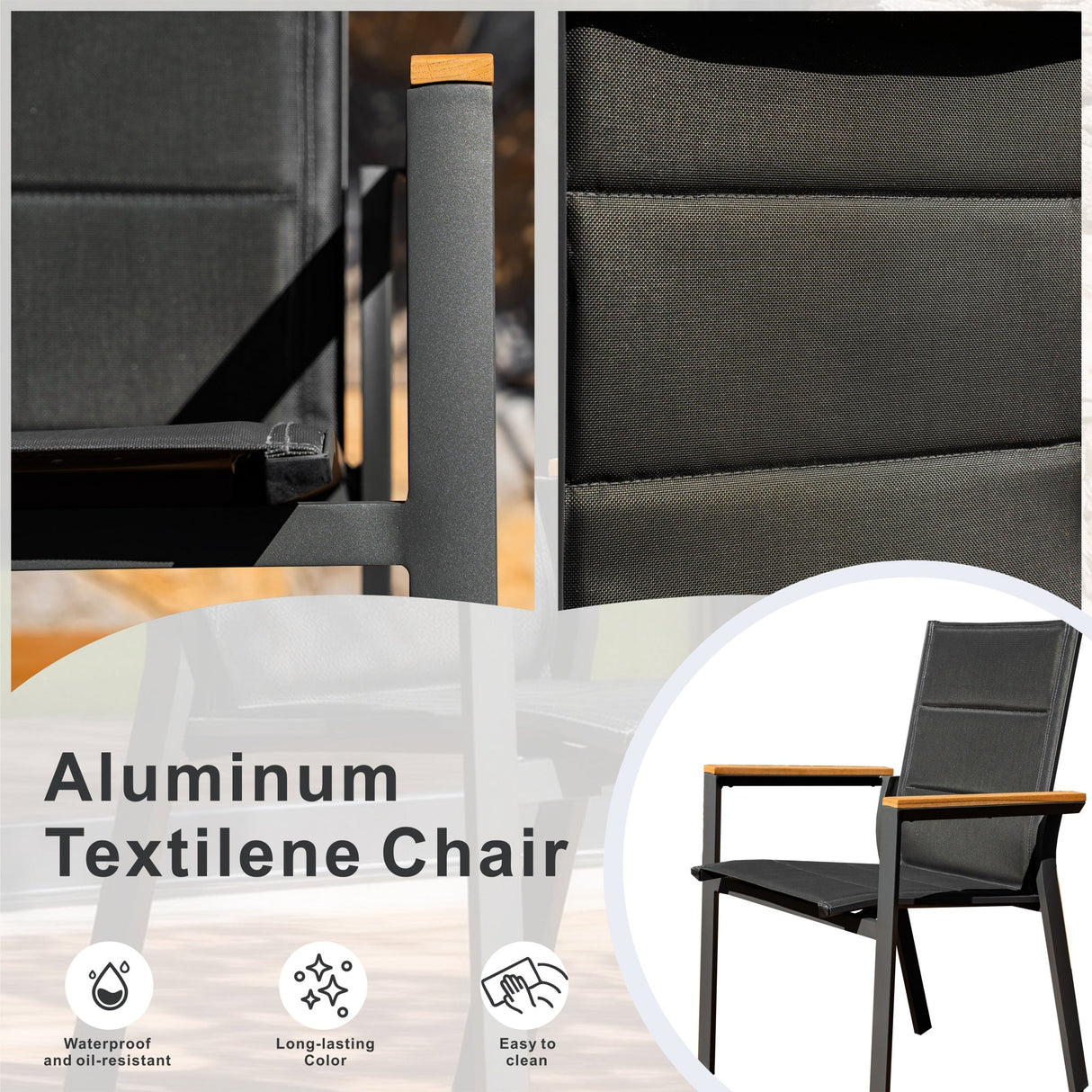 ARVE 4-Seater Aluminum Dining Set (Ceramic Glass Table)