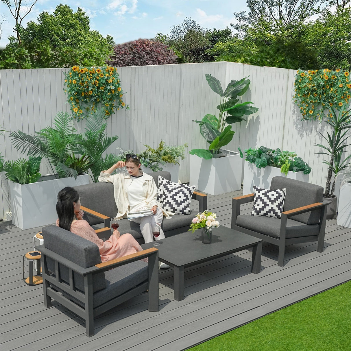 ARVE 5-Seater Modern Aluminium Outdoor Sofa Set - 4 Pieces