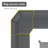 ARVE 5-Seater Modular Aluminium Outdoor Corner Sofa Set – 7 Pieces · Teak Armrests · Olefin Cushions · Ceramic Glass Coffee Table