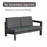 ARVE 5-Seater Modular Aluminium Outdoor Corner Sofa Set – 7 Pieces · Teak Armrests · Olefin Cushions · Ceramic Glass Coffee Table