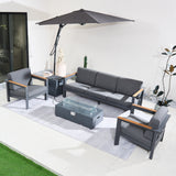ARVE 5 Seater Outdoor Sofa Set with ZENITH Fire Pit Table - 5 Pieces
