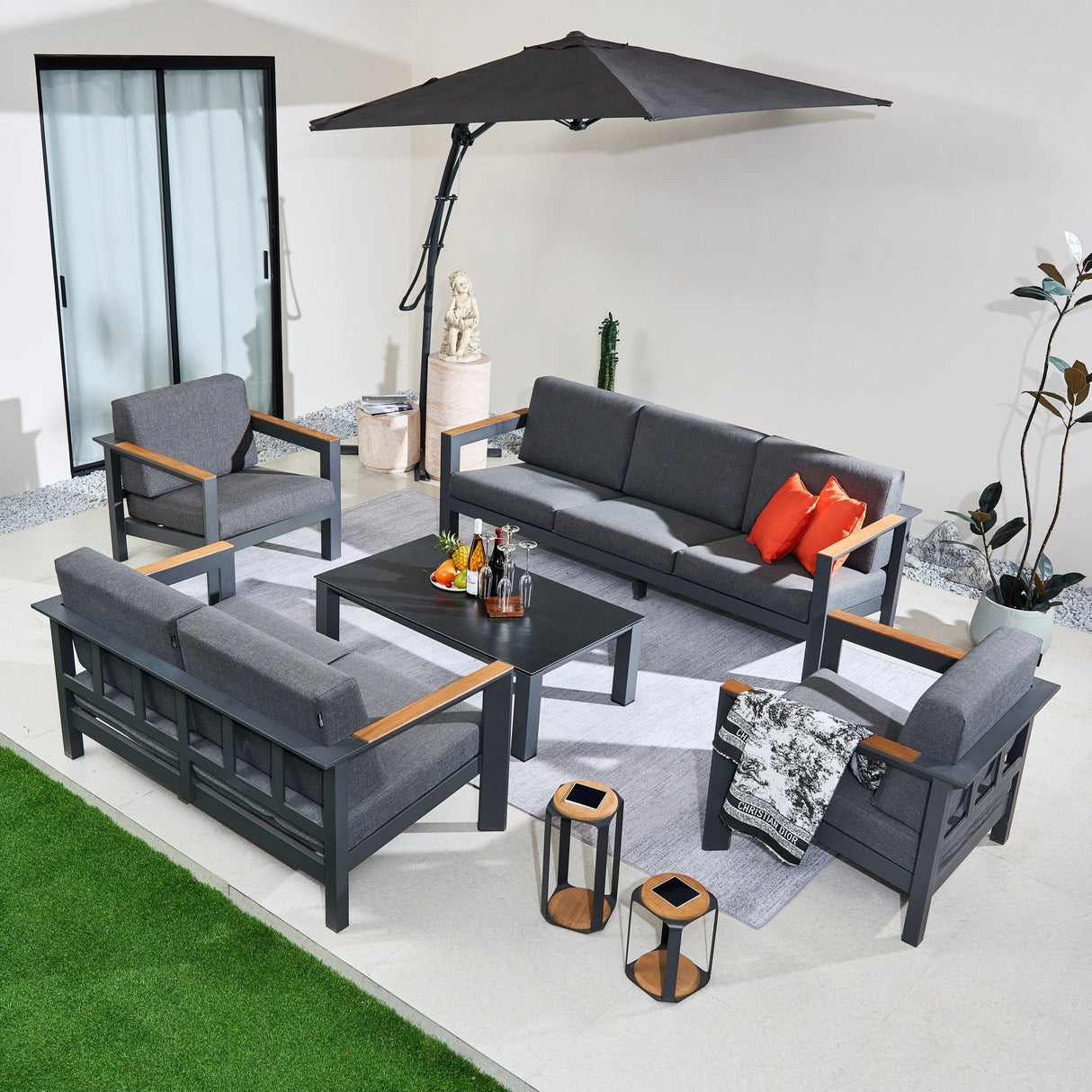 ARVE 7-Seater Modern Aluminium Outdoor Sofa Set - 5 Pieces