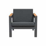 ARVE Single Outdoor Sofa – Aluminium Frame · Teak Armrests · Premium Olefin Cushions