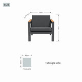 ARVE Single Outdoor Sofa – Aluminium Frame · Teak Armrests · Premium Olefin Cushions