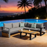 ARVIA Aluminum Corner Sofa Set (L-Shape with Coffee Table)