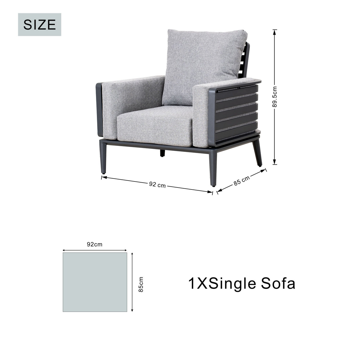 AUREL 7-Seater Aluminium Outdoor Sofa Set - 6 Pieces
