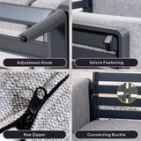 AUREL 7-Seater Aluminium Outdoor Sofa Set - 6 Pieces