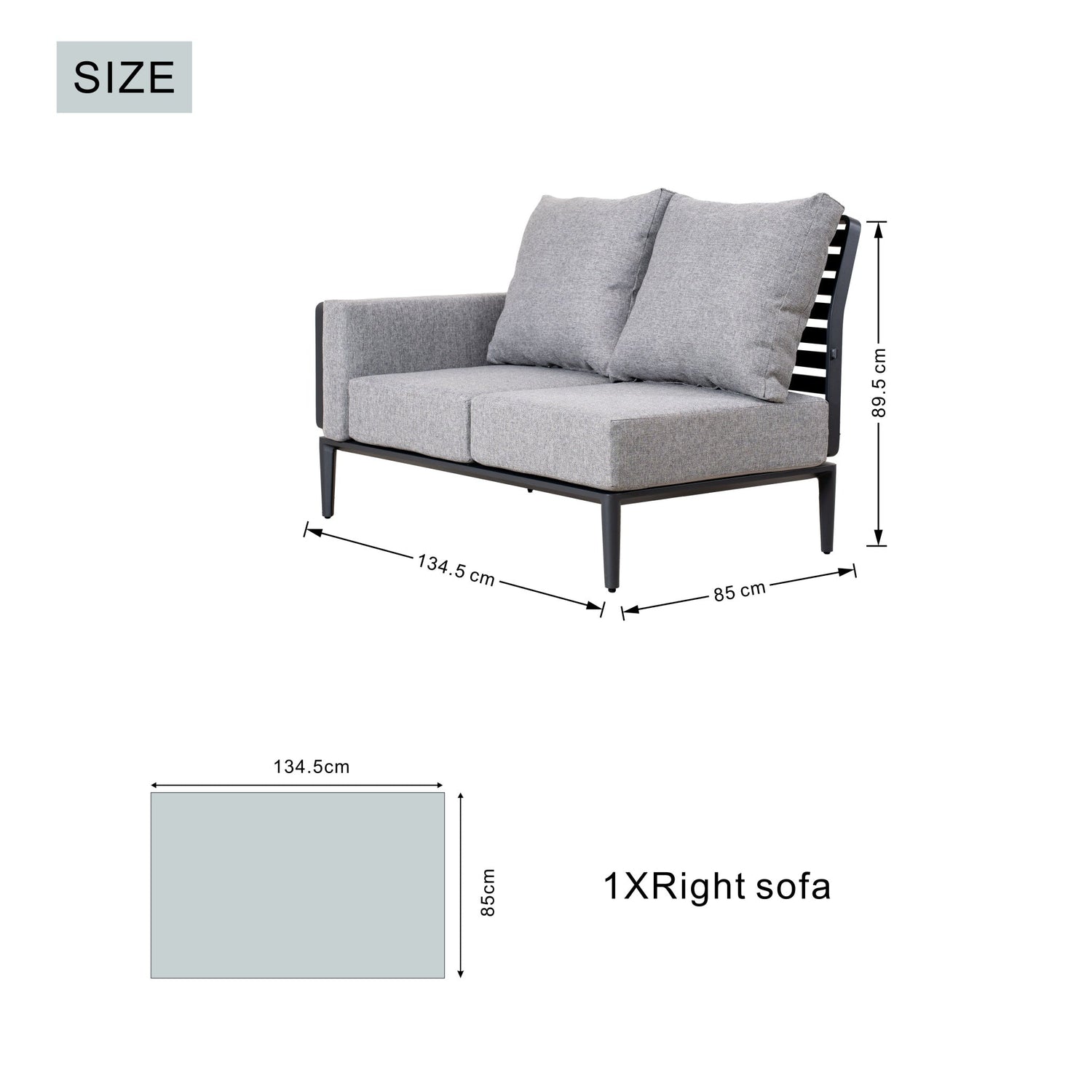 AUREL 9-Seater Aluminium Modular L-Shaped Outdoor Corner Sofa Set - 9 Pieces