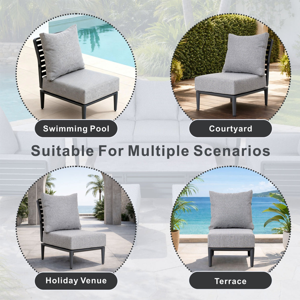 AUREL Aluminium Modular Middle Sofa