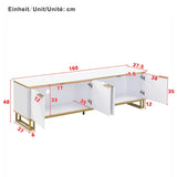 Modern TV Cabinet with 4 Doors - Geometric Texture TV Stand & Media Console,  White