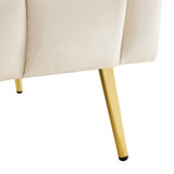 Modern Velvet Sofa Bed - Adjustable Backrest & Armrests, Convertible Sleeper with Metal Legs for Living Room, Bedroom & Guest Room, Beige