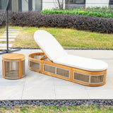 CAVEN Solid Wood Adjustable Sun Lounger Set with Side Tables