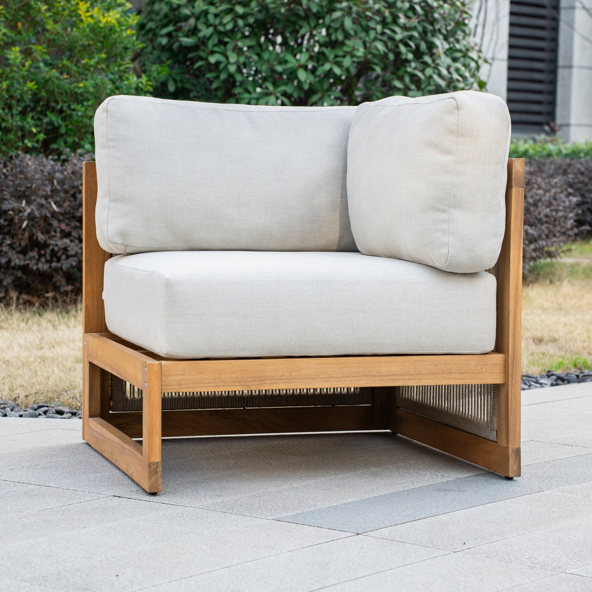 CAVEN Modular 5-Seater Solid Wood Garden Sofa Set - 6-Piece Outdoor Lounge Set