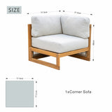 CAVEN Modular 5-Seater Solid Wood Garden Sofa Set - 4-Piece Outdoor Lounge Set