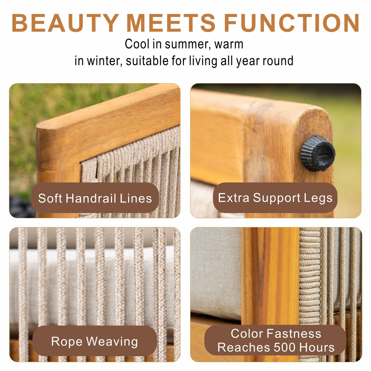 CAVEN Solid Wood Outdoor Dining Chair with Cushion