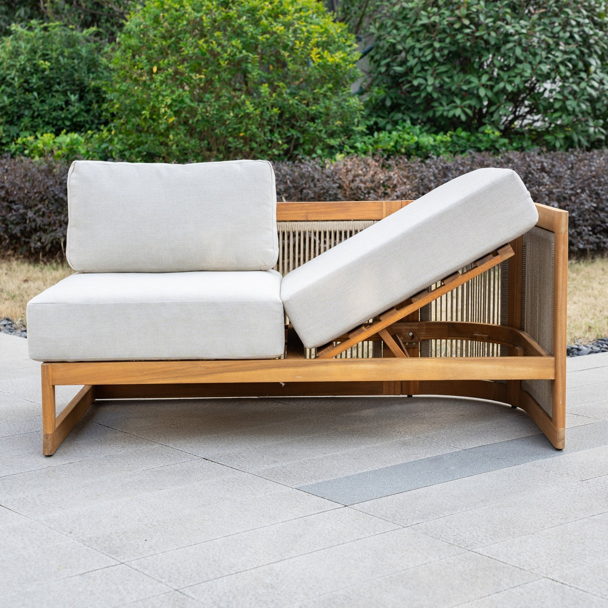 CAVEN Modular 5-Seater Solid Wood Garden Sofa Set - 6-Piece Outdoor Lounge Set
